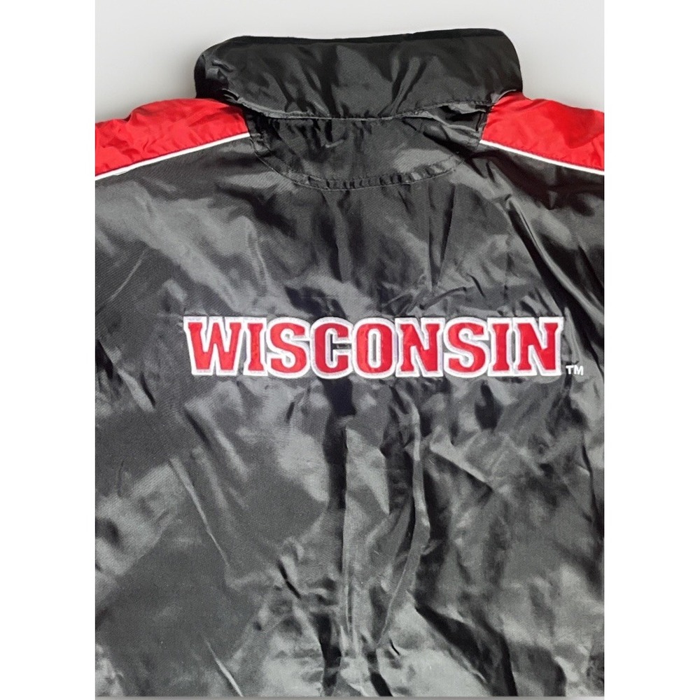 Wisconsin Badgers Windbreaker Jacket XL Men's Full Zip G-III Black Red Sewn NWT - Picture 4 of 14